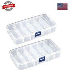 2 PACK Transparent Plastic Bead Organizers 6 Grids,Craft Organizers and Stora...