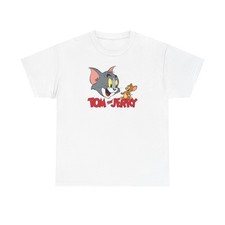 Retro Cartoon Tom and Jerry Unisex Heavy Cotton Tee, Classic Cartoon Shirt, Kids