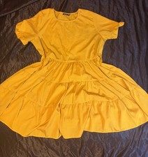 Boohoo Size 14 Yellow V Neck A Line Dress