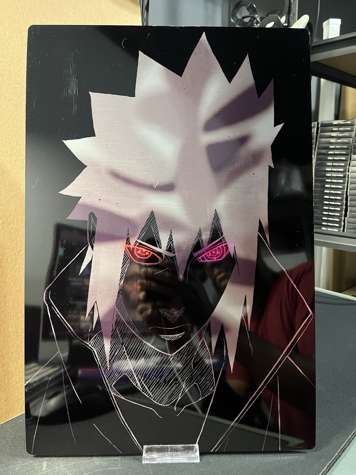 Impresión grande de metal Sasuke Uchiha Naruto Shippuden 12x18 pulgadas