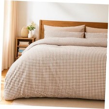 Tan Duvet Cover Set Full Size Khaki Beige Full  No Comforter  Khaki Gingham
