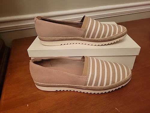 Mocassini slip on espadrillas Collection By Clarks taglia 9 5 righe bianche sabbia