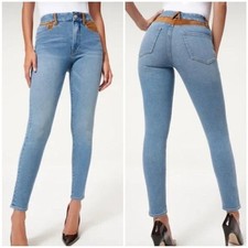 Good American suede trim classic skinny Jeans GLSM127ST