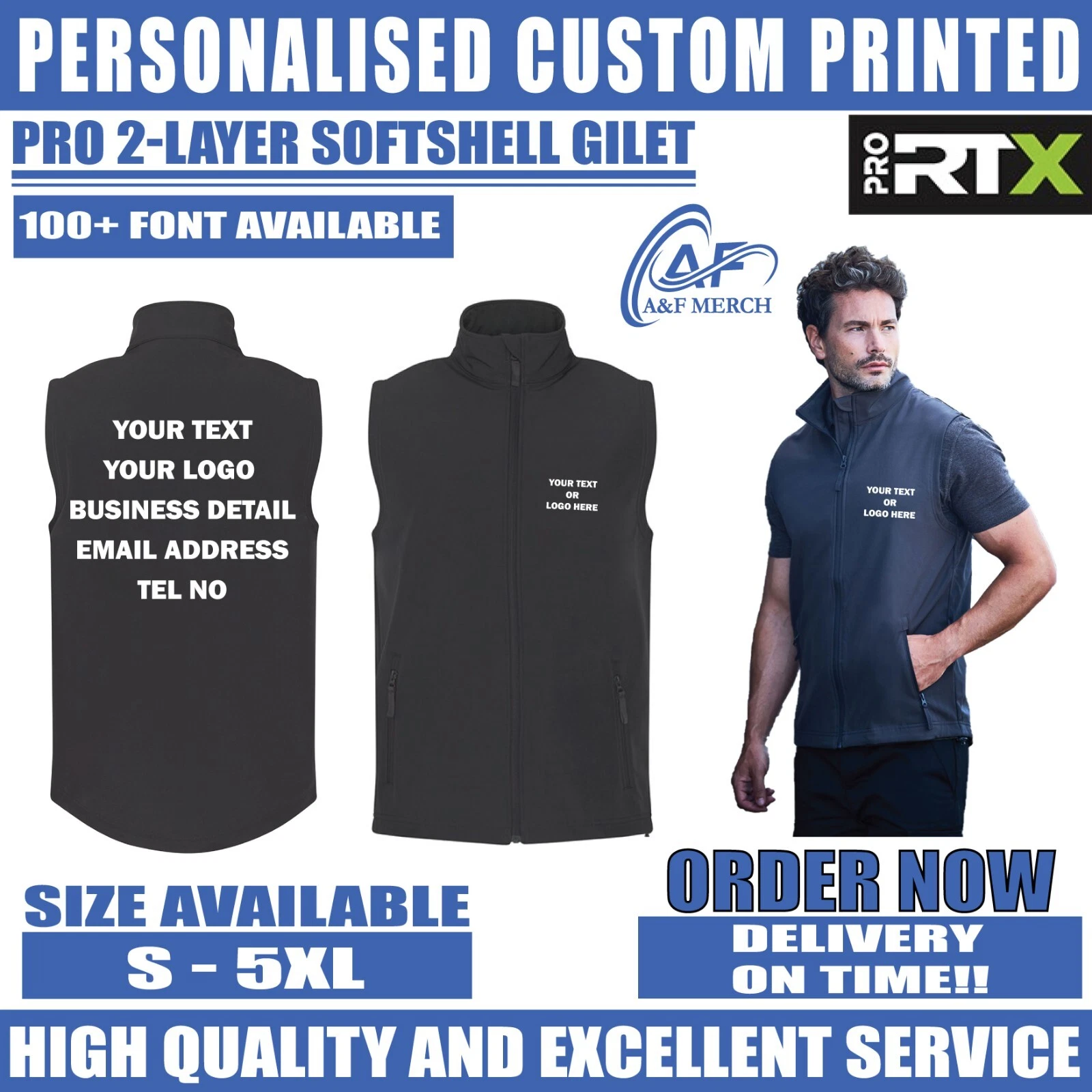 Personalised Printed Pro RTX 2-Layer Softshell Gilet Bodywarmer Windproof RX550
Opens in a new windo