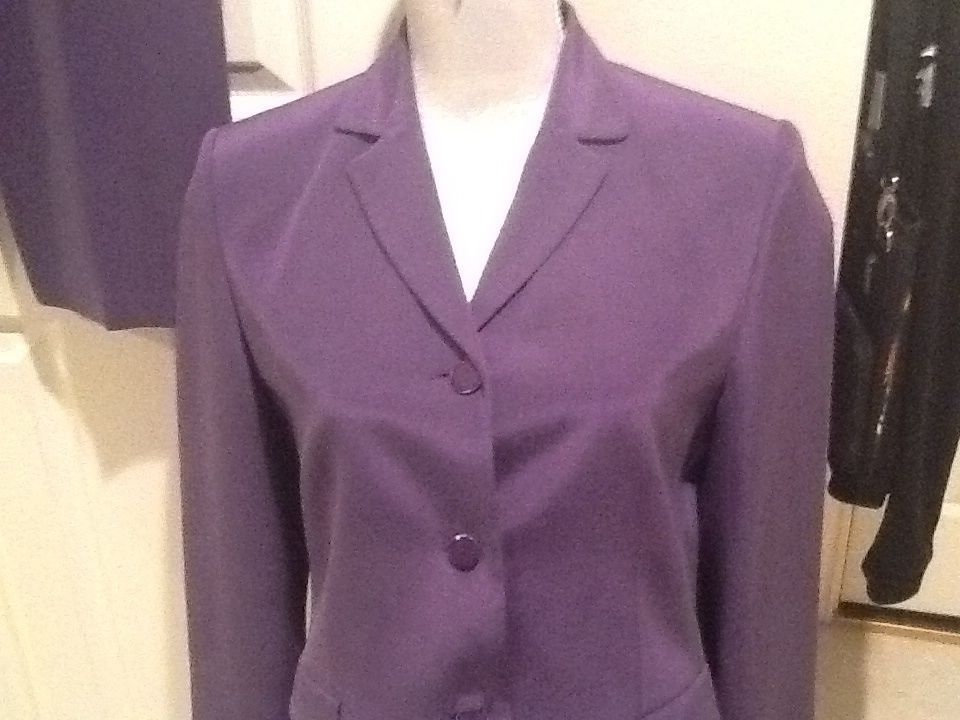 Women's Josephine Chaus PURPLE SILK Jacket Pant Suit Size 6 MINT image 2