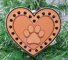 In Memory Of - RIP - Puppy Dog Lover HEART SHAPED PAW Christmas Ornament - NEW