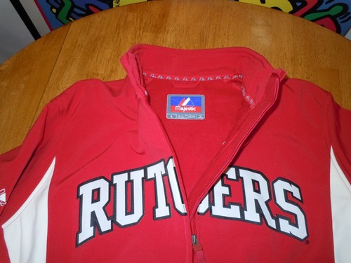 RUTGERS BOMBER WINDBREAKER JACKET MENS LARGE MAJESTIC VINTAGE NWT RED - Picture 3 of 9