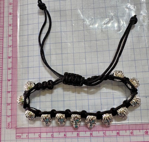 Totenkopf Armband Schwarz Silber Nickelfrei - Bild 2 von 2
