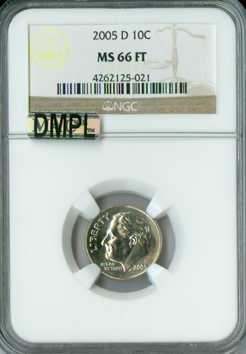 2005 D ROOSEVELT DIME NGC MS66 FT MAC DMPL BUSINESS STRIKE RARE   . - Picture 1 of 4