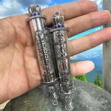 Mezuzah porta della Torah in ARGENTO con icone di Israele: Menorah, Stella di...