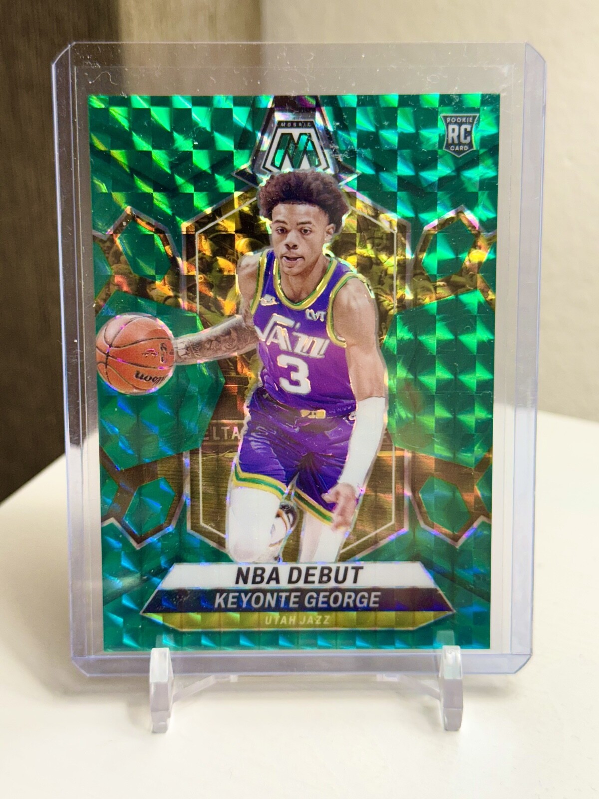 2023-24 Panini Mosaic - NBA Debut Teal Mosaic Prizm #251 Keyonte George RC /75