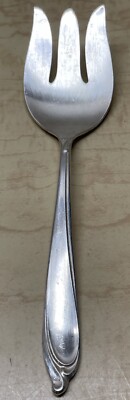 Vintage 9  International Deep Silver Serving Fork Large W/ Swirl Design