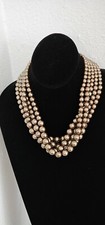 LIA SOPHIA 5 strand choker necklace pewter pearls 16" plus great condition