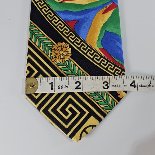 Vtg Gianni Versace Couture Tie Baroque Floral Geometric Medusa Head Greek Loud - Picture 11 of 12