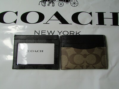 NWT Coach Slim ID Card Case In Signature Canvas F58110 Charcoal or Tan