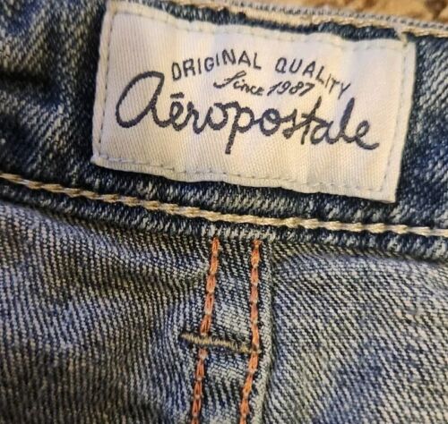 Original Aeropostale Distressed Denim Shorts Juniors Size 00 Cutoff Raw Hem Cuff - Picture 3 of 10