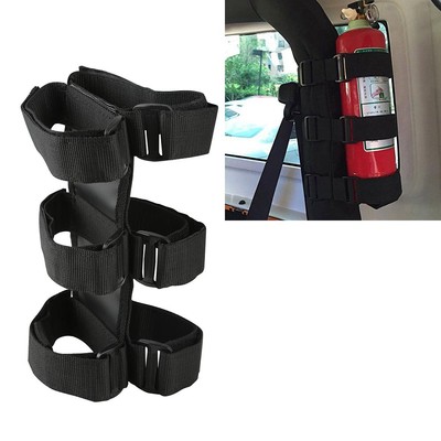 Black Adjustable Roll Bar Fire Extinguisher Holder Carrier Kit Fr Jeep Car Truck