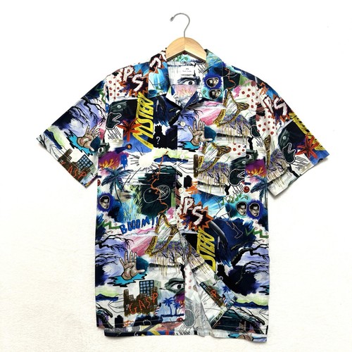 Paul Smith PS Sz M Medium Mens Pulp Print Short Sleeve Shirt Casual Fit Organic