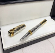 High Grade Princess Series Silver Pattern - Gold Clip Rollerball Pen No Box