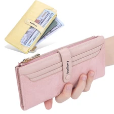 Women Long Leather Thin Wallet Phone Coin Purse Multi ID Credit Card Holder Gift