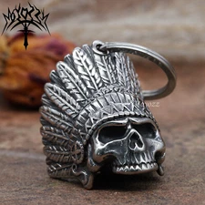 Indian Skull Bell - Biker Bell Accessory or Key Chain for Good Luck on the Road