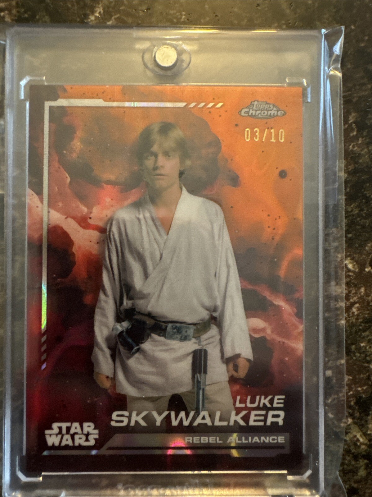 2024 Topps Chrome Star Wars Luke Skywalker 104 Mustafar Lava Refractor 3/10