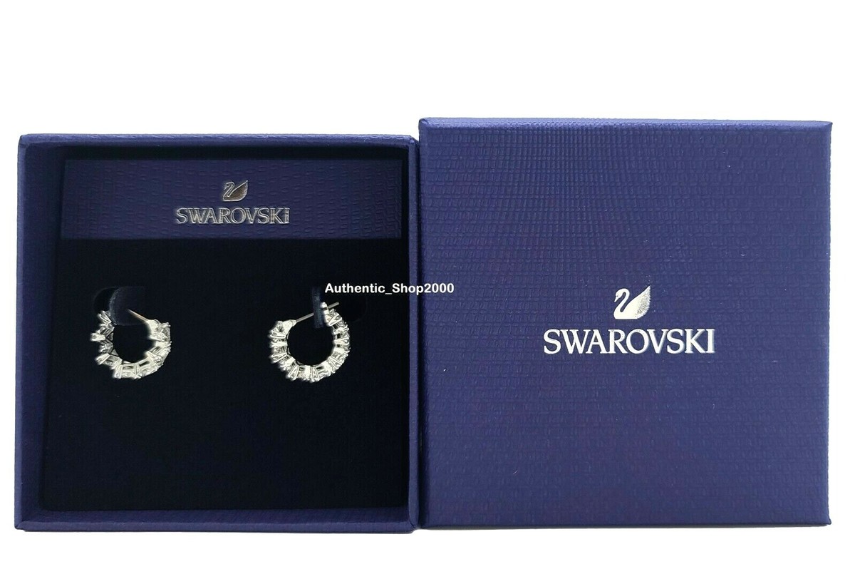 NEW 100% Auth SWAROVSKI Rhodium White Crystals Millenia Hoop