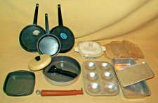 CHILTON GLOBE SET COOKWARE ALUMINUM SILVERSTONE FRYING PAN CASSEROLE LOAF AS IS.