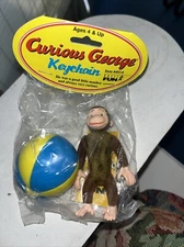 Vintage Curious George Keychain & Ball Sealed Basic Fun Vintage 1998