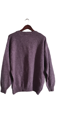Vtg Burberry London Purple 100% Wool Crew Neck Men's Sweater