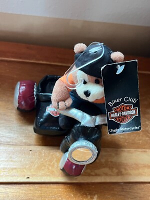 Small Harley Davidson Plush Teddy Bear Riding Motorcycle w Side Car Jiggle Motor