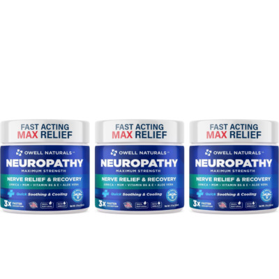 OWELL NATURALS Neuropathy Nerve Pain Relief Cream for Feet, Leg, Max Strenght