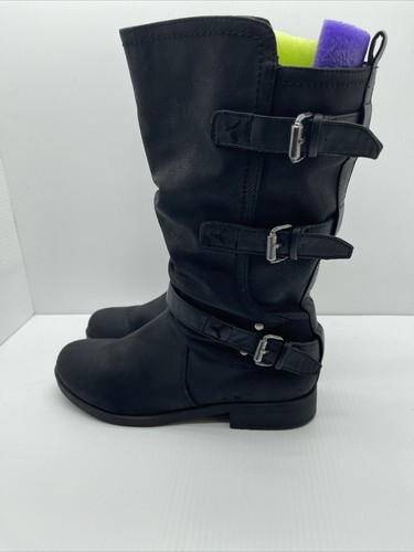Indigo Rd. Black Zip Belted Boot Size 8M Women's Moto Strap Zipper - Picture 4 of 9