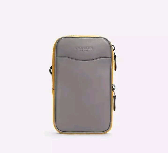 COACH Hybrid Business Pouch in Colorblock Gray / Yellow Zip