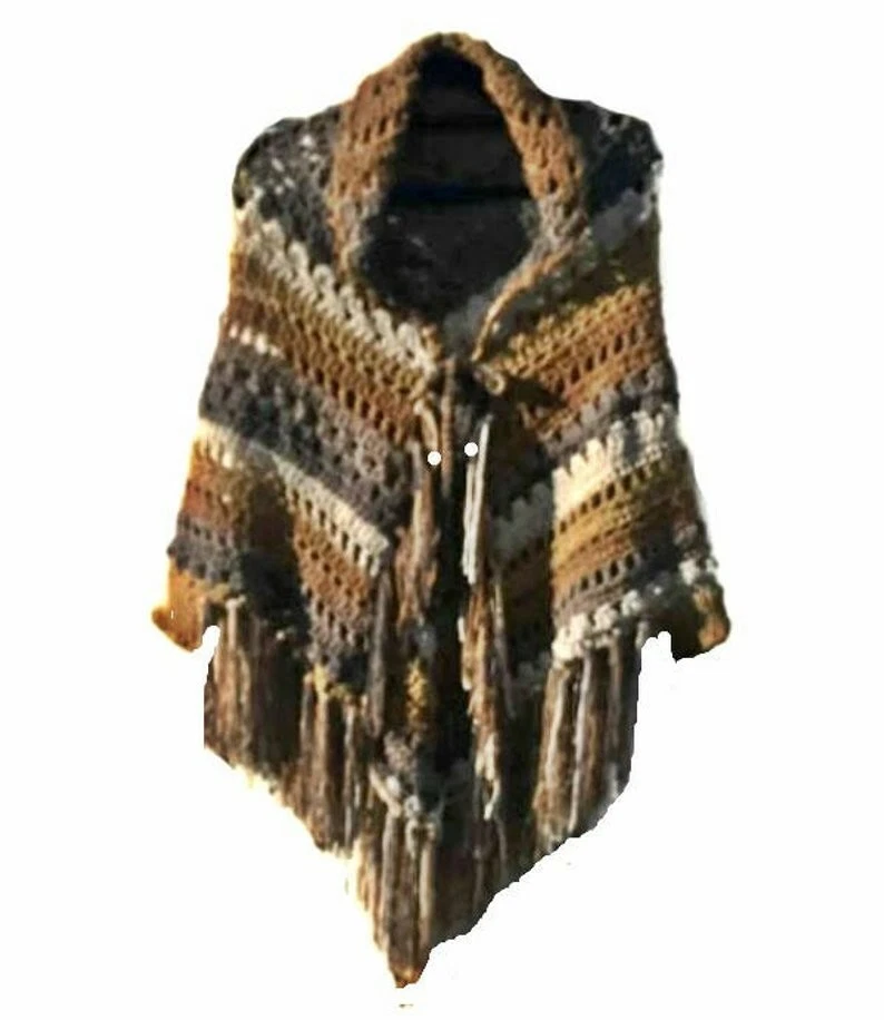 Cuffed Shawl Patita Crochet Open Poncho Printed Pattern  - Image 2 of 4