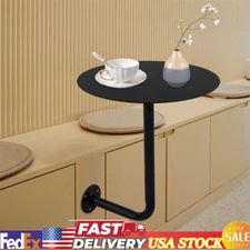 Round Pub Table Black Bar Table Wall Mounted Iron Cocktail Table Bistro Table