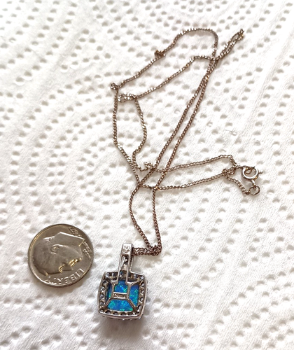 Blue Fire Opal Ocean Blue Topaz Gems 925 Sterling Silver Plated Necklace Pendant - Picture 6 of 16