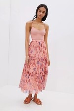 Anthropologie Tomasa Pleated Tulle Midi Skirt Size M