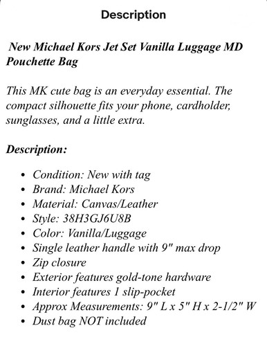 NWT MICHAEL KORS JET SET MD POUCHETTE SHOULDER BAG PICK-A-COLOR - Picture 11 of 61