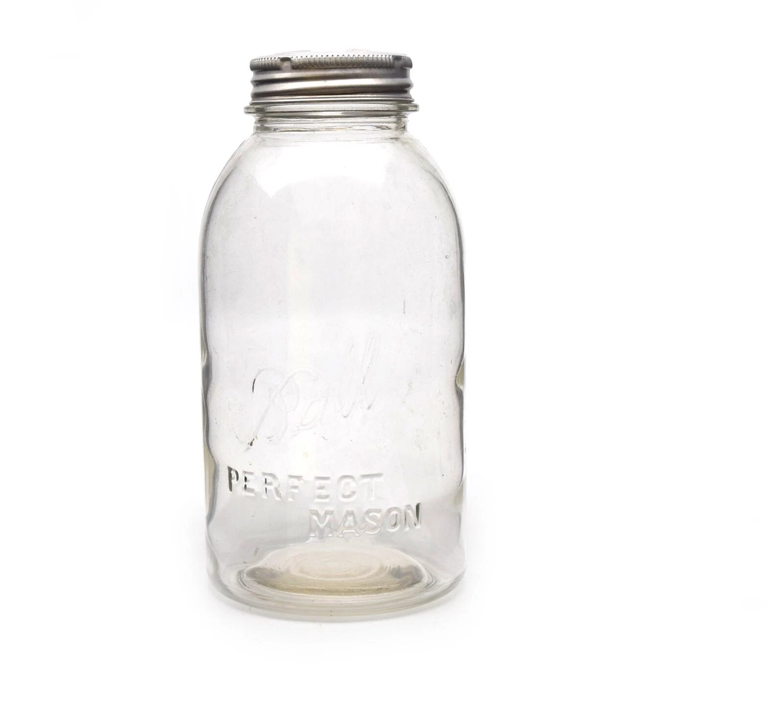 Vtg Ball Clear Jar Perfect Mason Bowtie Zinc Lid w/ Presto Glass Half Gallon