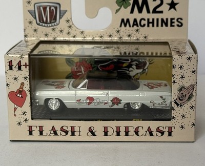  M2 Machines Flash & Diecast 1:64 1964 Chevy Impala Diecast White/Black/Red 