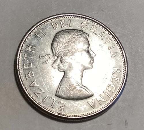 1962 Canada .800 Silver Half Dollar EF AU / Queen Elizabeth - FreeShipping