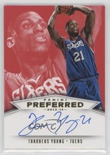 2013-14 Preferred Panini Signatures Red 58/99 Thaddeus Young #519 Auto 0j4n