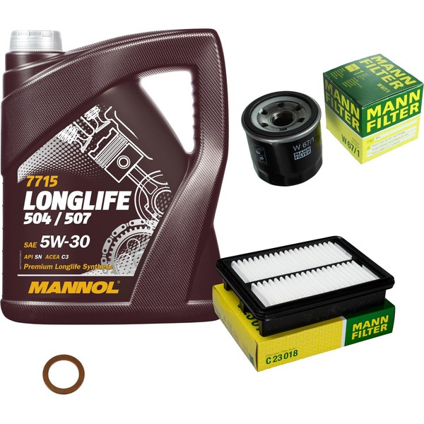Mann Inspektionspaket 5L Mannol Longlife 504/507 5W-30 FüR Mazda 3 1.5-image