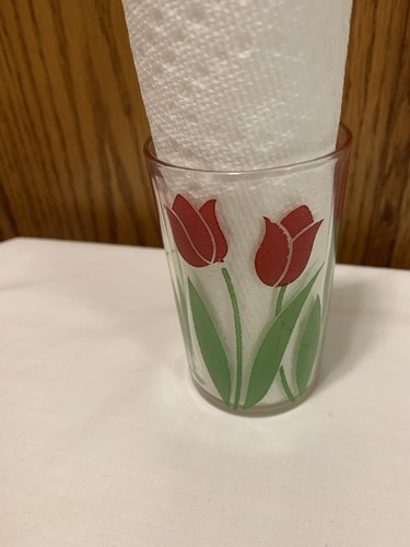 Vintage Swanky Swig Red Tulips Juice Glass By Kraft Foods - Picture 2 of 3