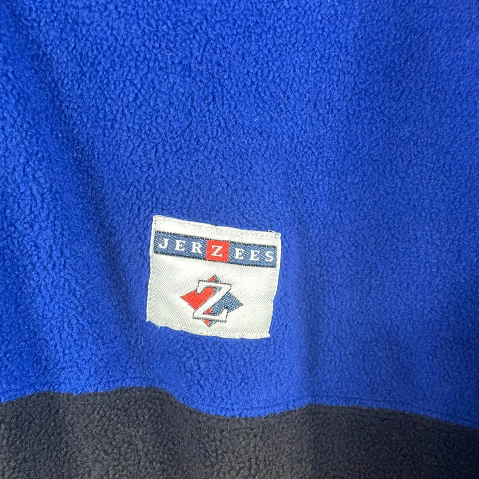 VTG Jerzees Jacket Mens Medium Blue 1/4 Zip Fleece Pockets Pullover Blank Y2K - Image 3 of 4