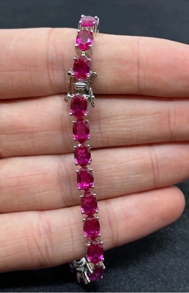 复古纯银和红宝石网球手链 — 第 2/2 张图片