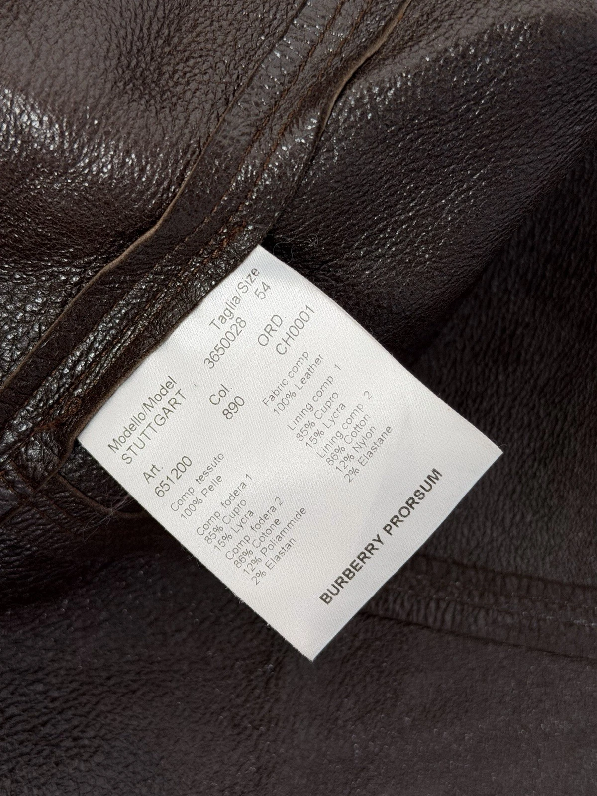Burberry Prorsum Men's Leather Jacket Brown College Jacket Stand Collar Size 54 Vintage image 8