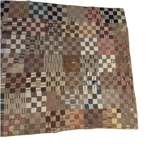 Vtg Hand Sewn Stitched Farmhouse Patchwork Quilt Handstiched Tied Old Worn 80x64 - Imagen 3 de 24