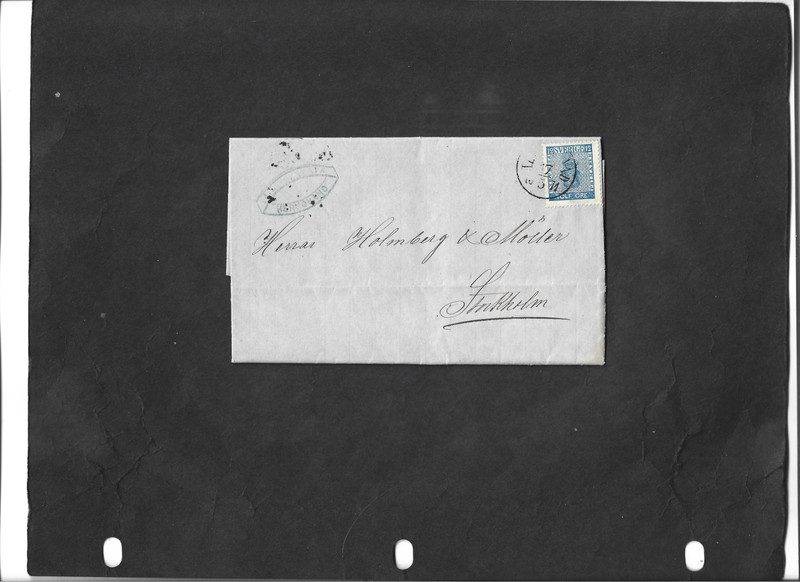 SWEDEN-VERY FINE 1871 FOLDER COVER FROM "HERMONAND" TO STOCKHOLM
